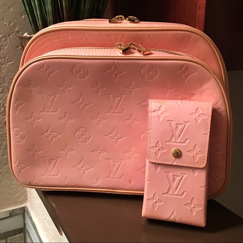 Louis Vuitton vernis pink backpack set